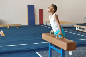 Talented Hardworking African Boy Training Indoors Gym